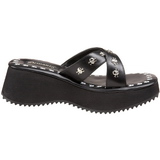 svart 6,5 cm FLIP-05 plat� gothic flip flops til dame