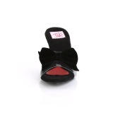svart 7,5 cm BELLE-301BOW pinup mules sko med sl�yfe