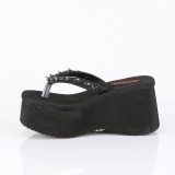 svart 9 cm FUNN-35 emo gothic plat� mules kvinner