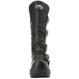 svart 9 cm SINISTER-203 høye platåstøvler til dame med spenner