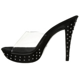 svart gjennomsiktig 14 cm COCKTAIL-501SDT slipper strass h�ler