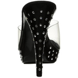 svart gjennomsiktig 14 cm COCKTAIL-501SDT slipper strass h�ler