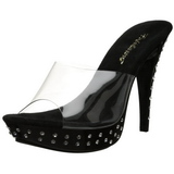 svart gjennomsiktig 14 cm COCKTAIL-501SDT slipper strass h�ler