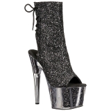 svart glitter 18 cm ADORE-1018G ankelst�vletter med plat�s�le til dame