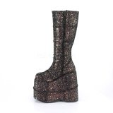svart glitter 18 cm STACK-301G demonia støvler - unisex cyberpunk støvler