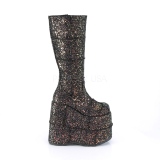 svart glitter 18 cm STACK-301G demonia støvler - unisex cyberpunk støvler
