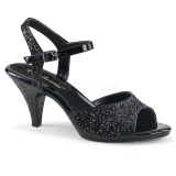 svart glitter 8 cm BELLE-309G sko med høye hæler for menn