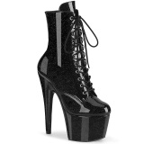 svart glitter platboots kvinners 18 cm hyhlte boots