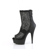 svart grid 15 cm Pleaser plat� ankel h�ye st�vler