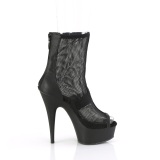 svart grid 15 cm Pleaser plat� ankel h�ye st�vler