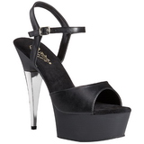 svart imitert skinn 15 cm CAPTIVA-609 plat� h�ye h�ler sko