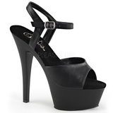 svart imitert skinn 15 cm Pleaser KISS-209 platå høye hæler sko