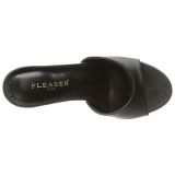 svart kunstl�r 10 cm CLASSIQUE-01 store st�rrelser mules dame