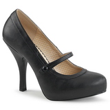 svart kunstlær 11,5 cm PINUP-01 store størrelser pumps sko