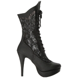 svart kunstl�r 13,5 cm CHLOE-115 store st�rrelser ankelst�vletter dame