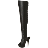 svart kunstl�r 15 cm DELIGHT-3019 L�rh�ye st�vletter plat�