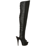 svart kunstl�r 15 cm DELIGHT-3019 L�rh�ye st�vletter plat�