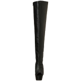 svart kunstl�r 15 cm DELIGHT-3019 L�rh�ye st�vletter plat�