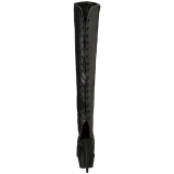 svart kunstl�r 15 cm DELIGHT-3019 L�rh�ye st�vletter plat�