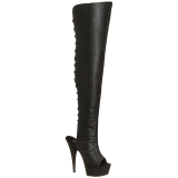 svart kunstl�r 15 cm DELIGHT-3019 L�rh�ye st�vletter plat�