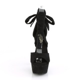 svart kunstl�r 15 cm DELIGHT-679 h�ye h�ler med ankel blonder