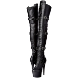 svart kunstlær 18 cm ADORE-3028 lårhøye støvletter med høy hæl