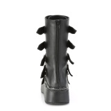 svart kunstlær 5 cm EMILY-330 høye platåstøvler til dame med spenner