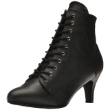 svart kunstl�r 7,5 cm DIVINE-1020 store st�rrelser ankelst�vletter dame