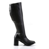 svart kunstlær 7,5 cm GOGO-300WC damestøvler til brede lægge