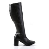 svart kunstl�r 7,5 cm GOGO-300WC damest�vler til brede l�gge