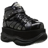 svart kunstlær 7,5 cm NEPTUNE-100 platå gotisk sko til menn