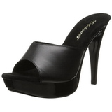 svart lær 14 cm COCKTAIL-501L høyhælte slipper damer sko