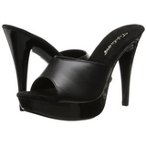 svart lær 14 cm COCKTAIL-501L høyhælte slipper damer sko