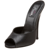 svart lær 15 cm DOMINA-101 høyhælte slipper sko
