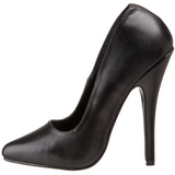 svart l�r 15 cm DOMINA-420 spisse pumps med stiletth�ler