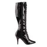 svart lakk 10,5 cm VANITY-2020 høye dame støvler med snøring