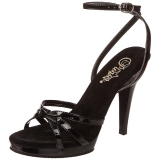 svart lakk 12 cm FLAIR-436 dame sandaletter lavere h�l