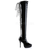 svart lakk 13,5 cm INDULGE-3063 l�rh�ye st�vler