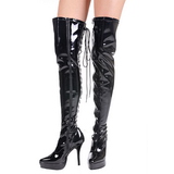 svart lakk 13,5 cm INDULGE-3063 l�rh�ye st�vler