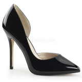 svart lakk 13 cm AMUSE-22 klassiske pumps sko til dame