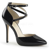 svart lakk 13 cm AMUSE-25 høye pumps fest sko med hæl