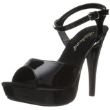 svart lakk 13 cm COCKTAIL-509 plat� h�yh�lte sandaler sko