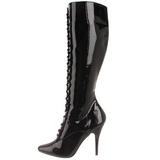 svart lakk 13 cm SEDUCE-2020 høye dame støvler med snøring