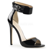 svart lakk 13 cm SEXY-19 høye fest sandaler med hæl