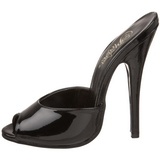 svart lakk 15 cm DOMINA-101 h�yh�lte slipper sko