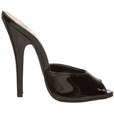 svart lakk 15 cm DOMINA-101 h�yh�lte slipper sko