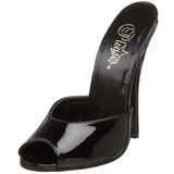 svart lakk 15 cm DOMINA-101 h�yh�lte slipper sko