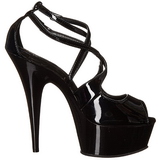 svart lakk 15 cm Pleaser DELIGHT-612 plat� pumps h�y h�l