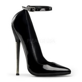 svart lakk 16 cm DAGGER-12 fetish høye pumps sko