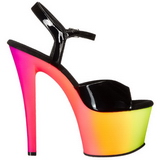 svart lakk 18 cm RAINBOW-309UV h�yh�lte sandaler neon plat�